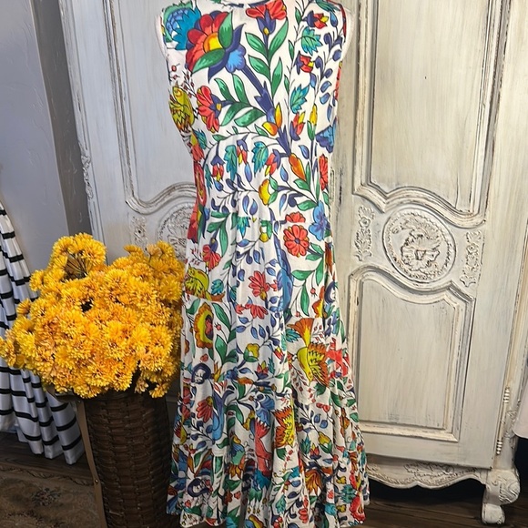 Floral Sleeveless Vacation  Maxi Dress Birds Graphic Cool Cotton. - Picture 6 of 9